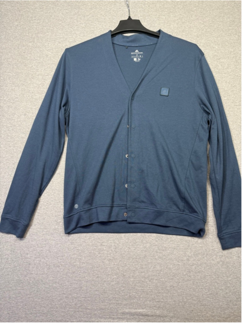 Men's Adidas Blue Cardigan Sweater M made with ocean plastics